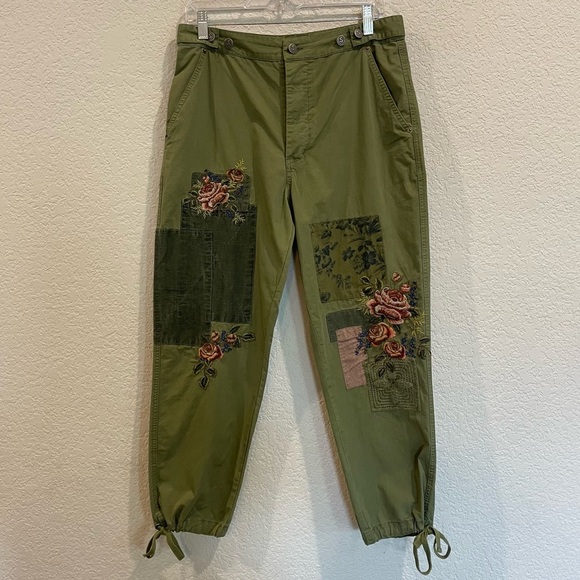 Sundance Romance Meadow Joggers in Olivene-Stunning Novelty Patches & Embroidery - Picture 2 of 7